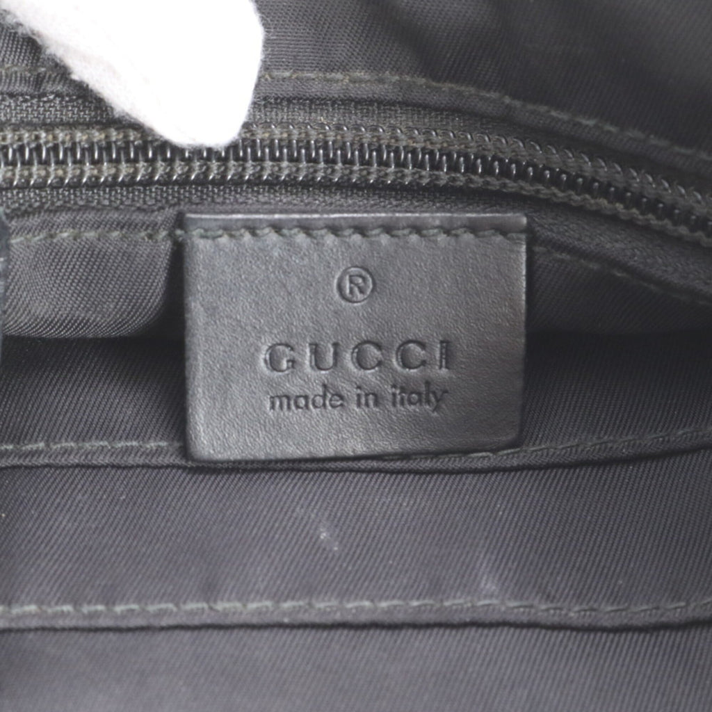 Gucci Beige Black Leather Coated Canvas Messenger Bag Shoulder Bag (Pre-Owned)