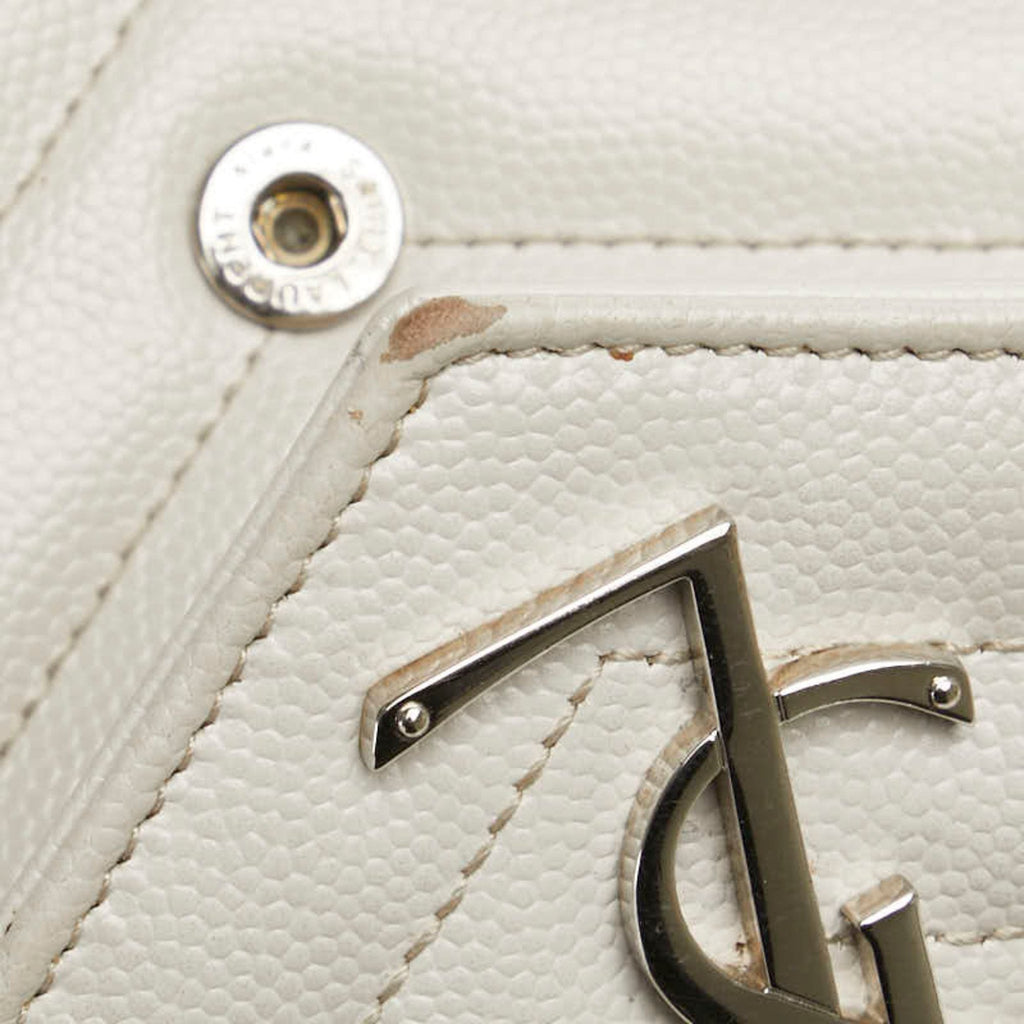 Saint Laurent White Leather Long Wallet (Bi-Fold) (Pre-Owned)