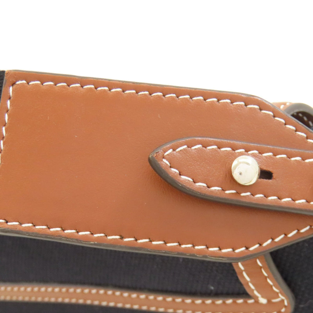 Burberry Black Brown Canvas Leather Shoulder Bag