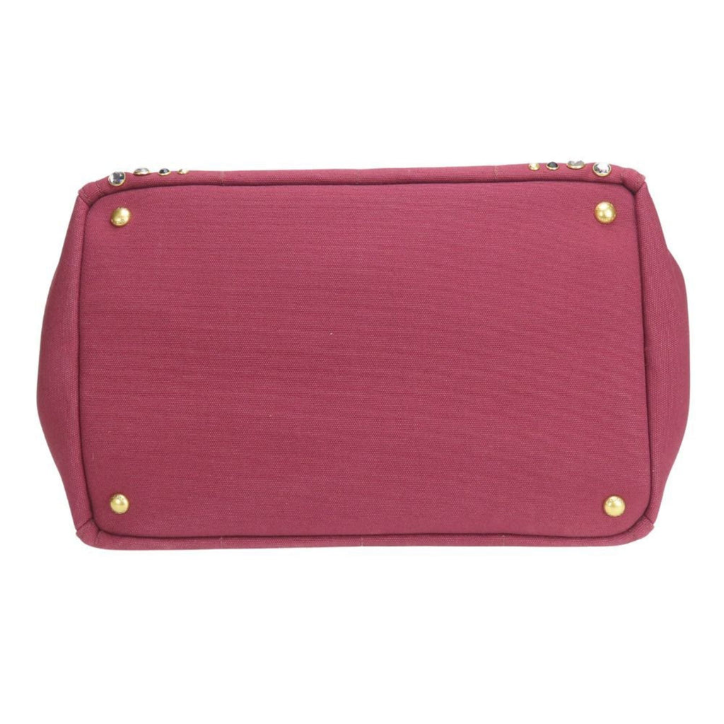 Prada Wine Canvas Tote Bag