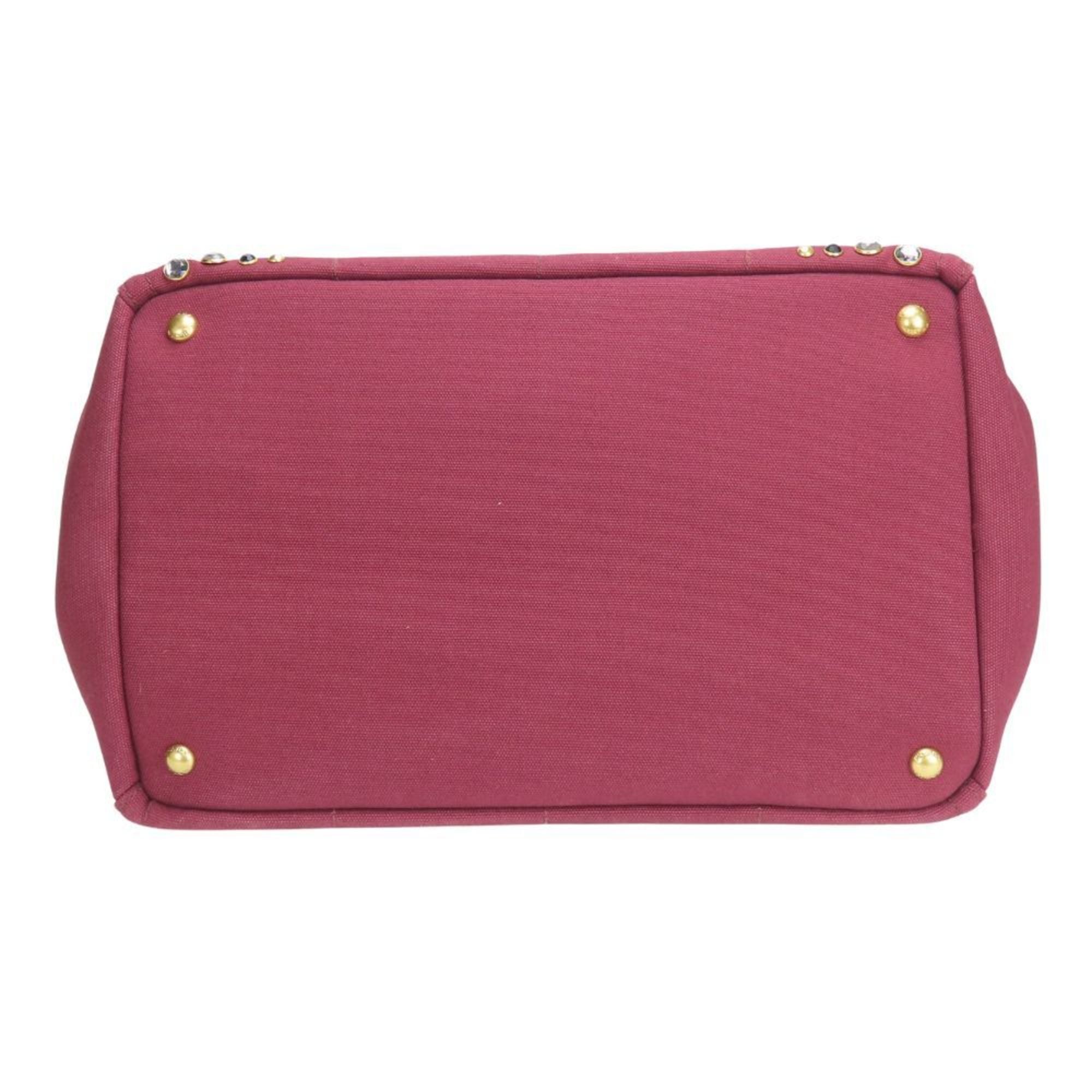 Prada Wine Canvas Tote Bag