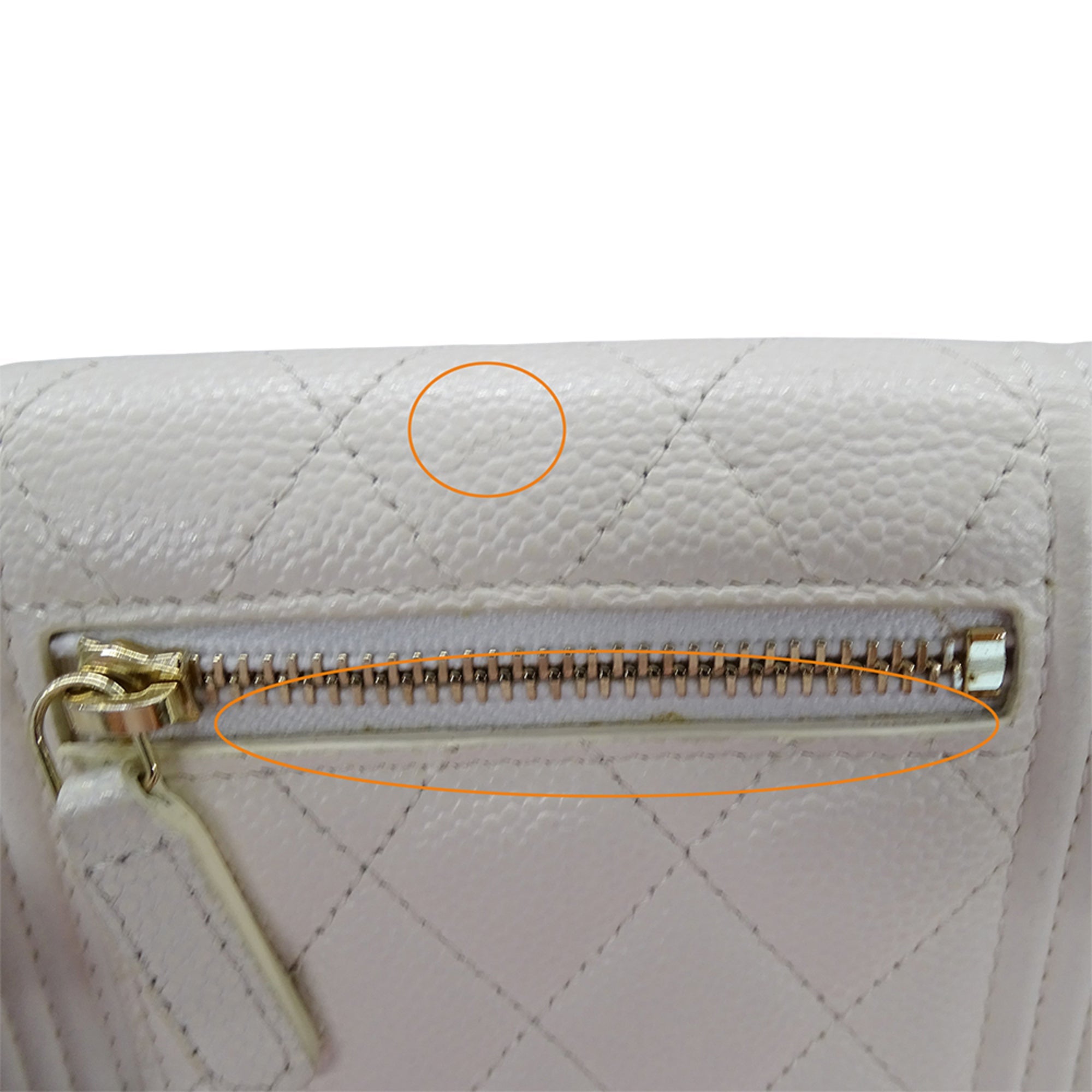 Chanel White Grained Calfskin Wallet (Tri-Fold)