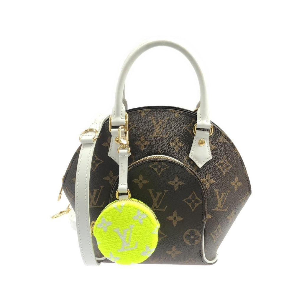 Louis Vuitton Blanc Marron Coated Canvas Leather Handbag Pouch