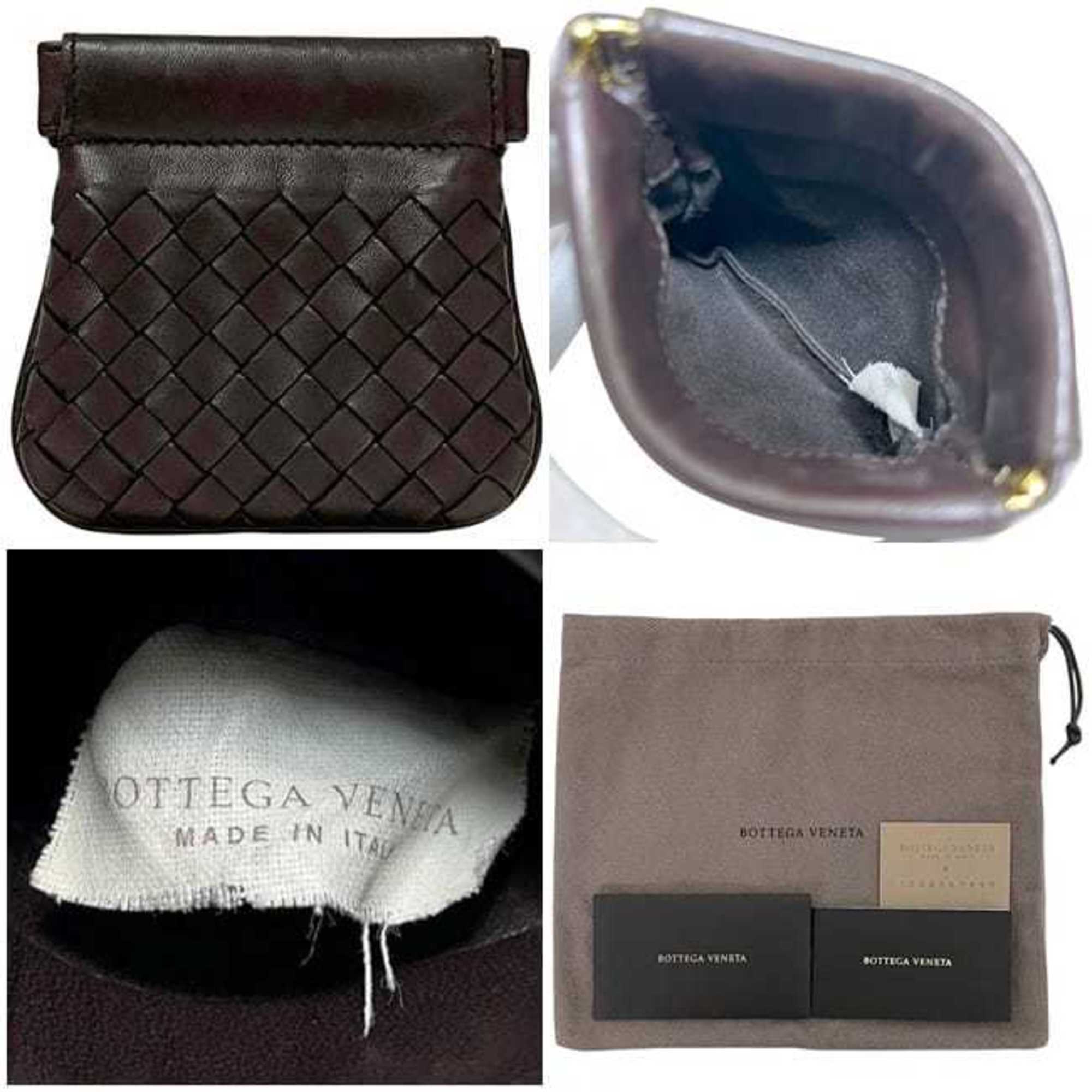 Bottega Veneta Intrecciato Brown Leather Coin Purse/Coin Case