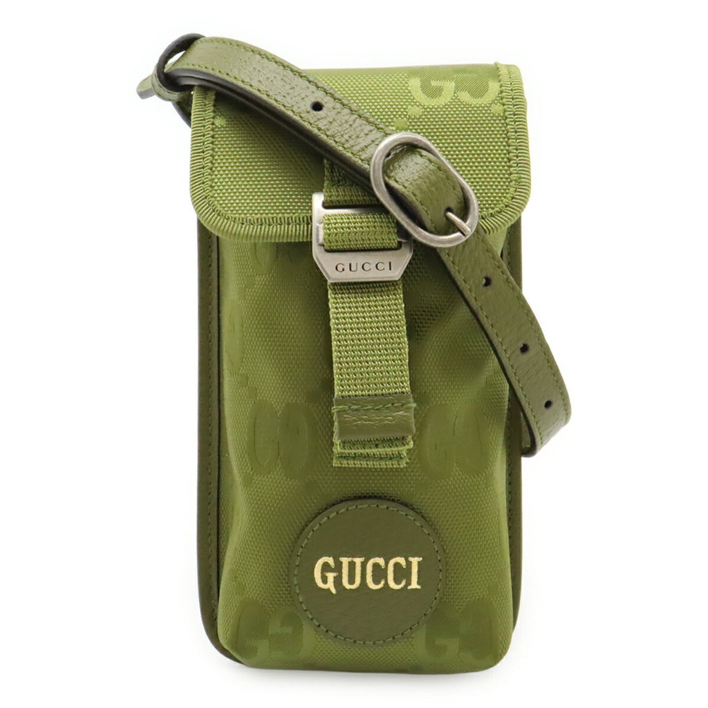 Gucci Green Khaki Nylon Canvas Leather Shoulder Bag (Pre-Owned)