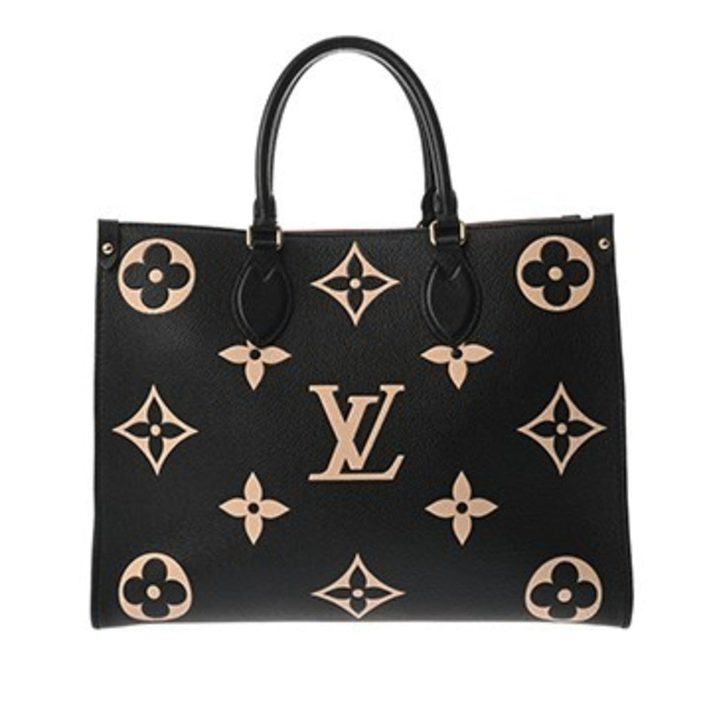 Louis Vuitton Beige Black Leather Handbag