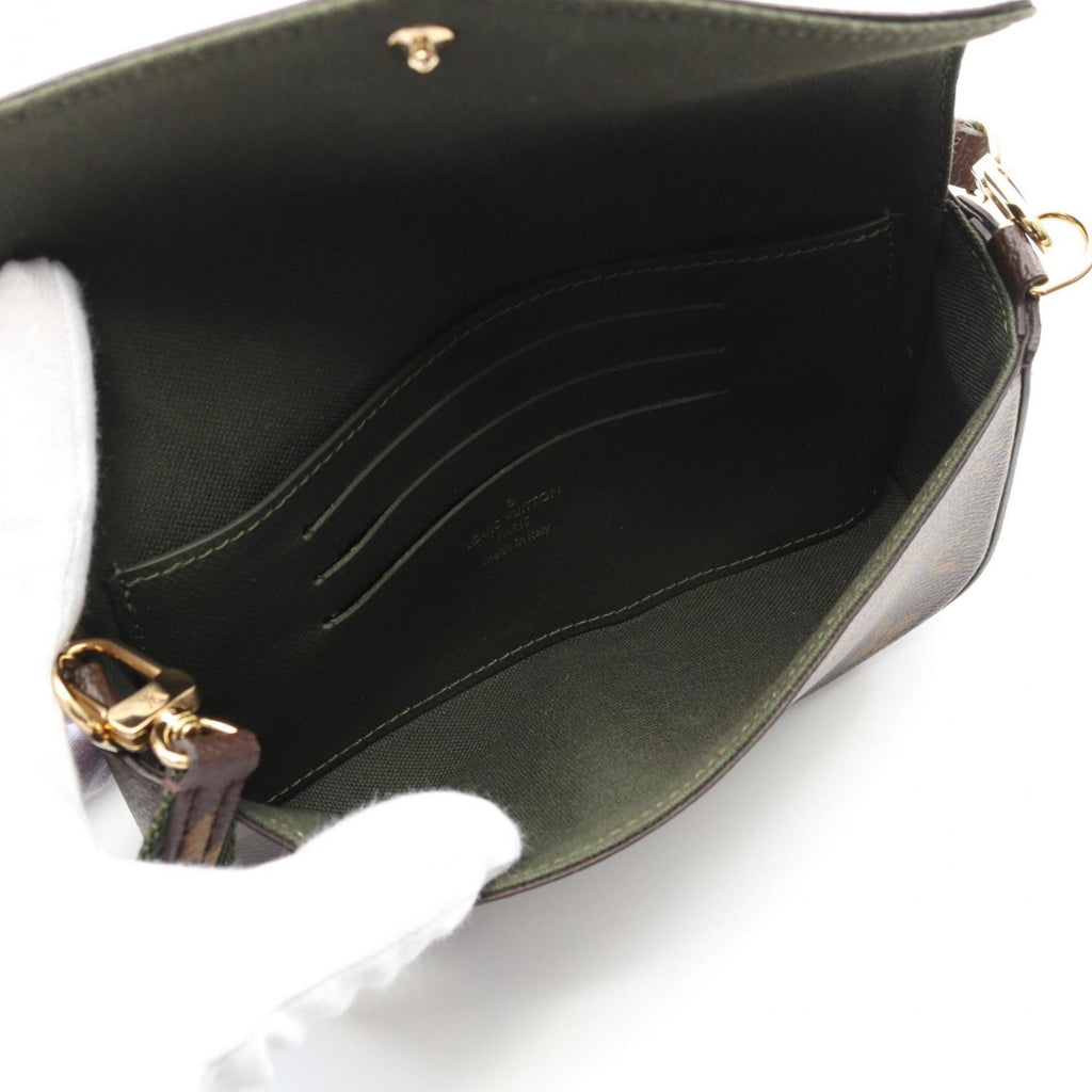 Louis Vuitton Brown Green Coated Canvas Pochette Shoulder Bag