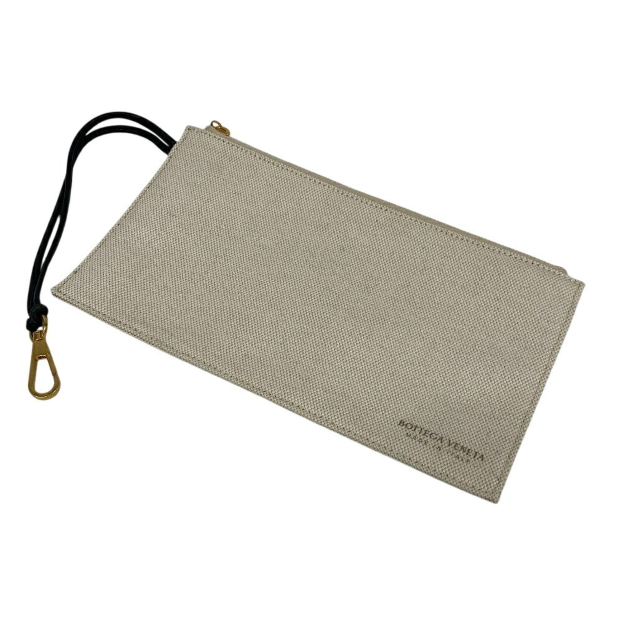 Bottega Veneta Ivory Canvas Leather Handbag