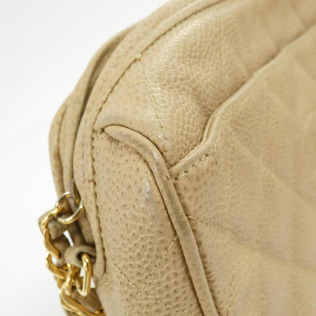 Chanel Beige Grained Calfskin Shoulder Bag