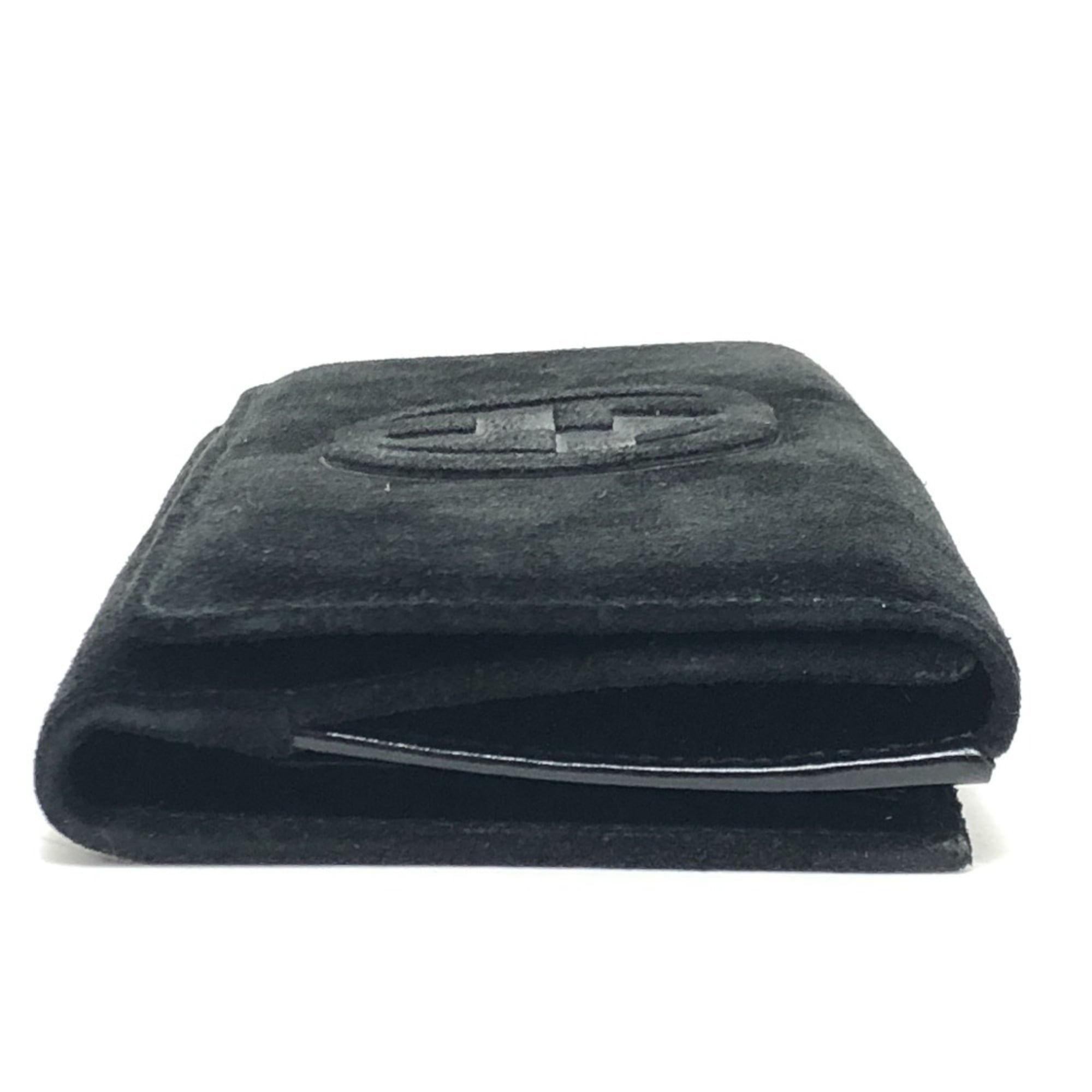 Gucci Black Suede Leather Long Wallet (Bi-Fold) (Pre-Owned)