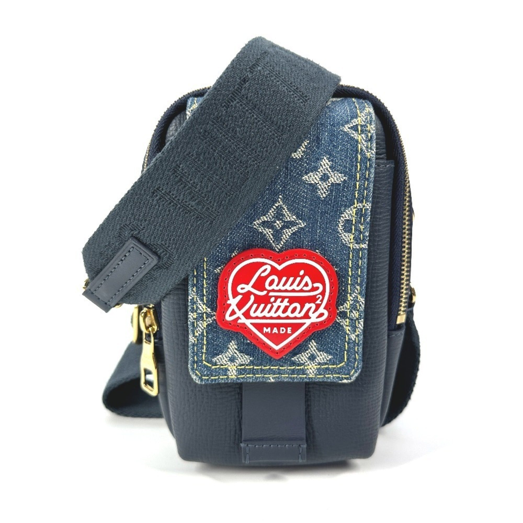 Louis Vuitton Blue Denim Leather Pochette Pouch Shoulder Bag