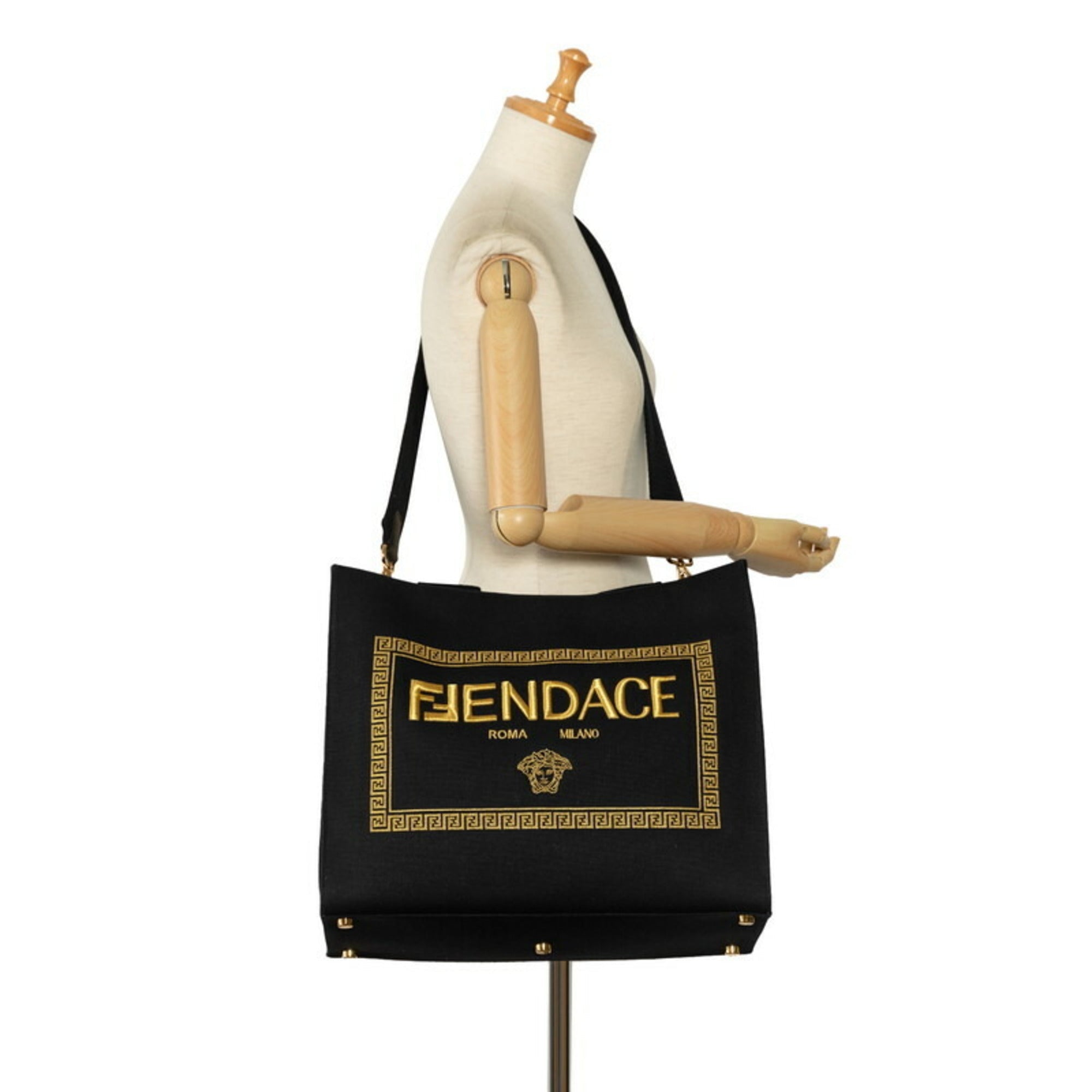 Fendi Black Canvas Shoulder Bag Tote Bag
