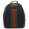 Gucci Black Green Red Color Canvas Leather Backpack (Pre-Owned)
