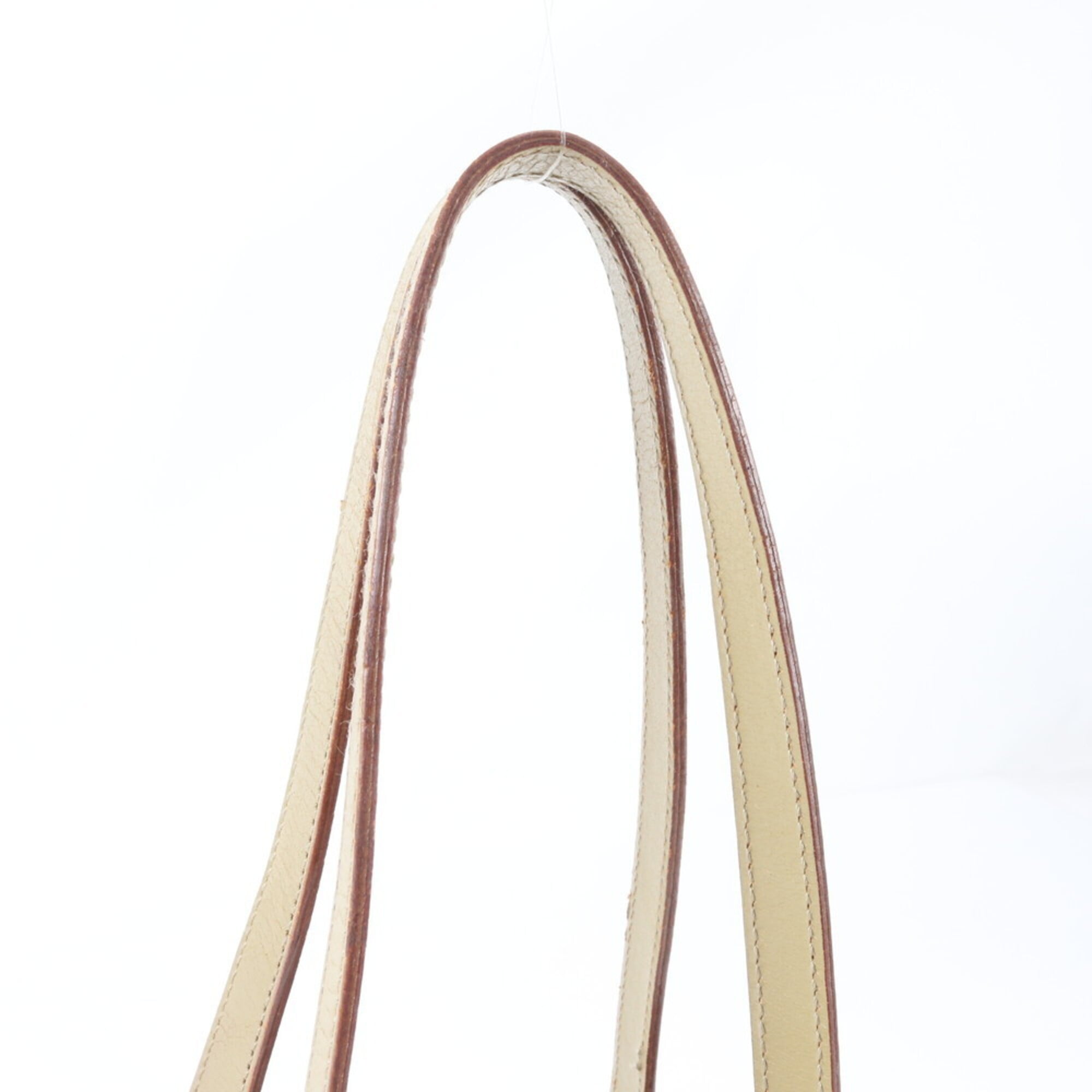 Gucci Beige Brown Leather Canvas Handbag Tote Bag (Pre-Owned)
