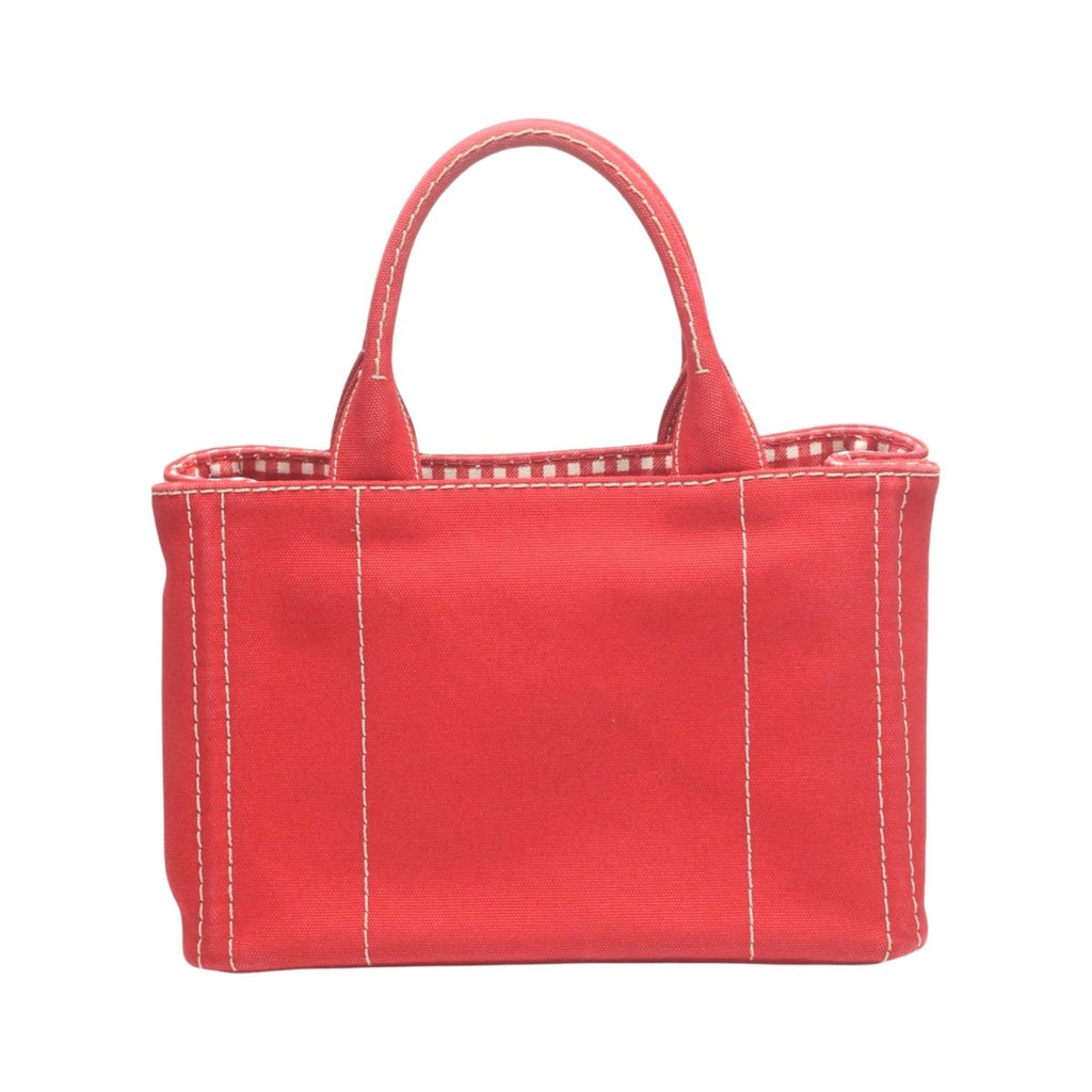 Prada Red Color Canvas Tote Bag