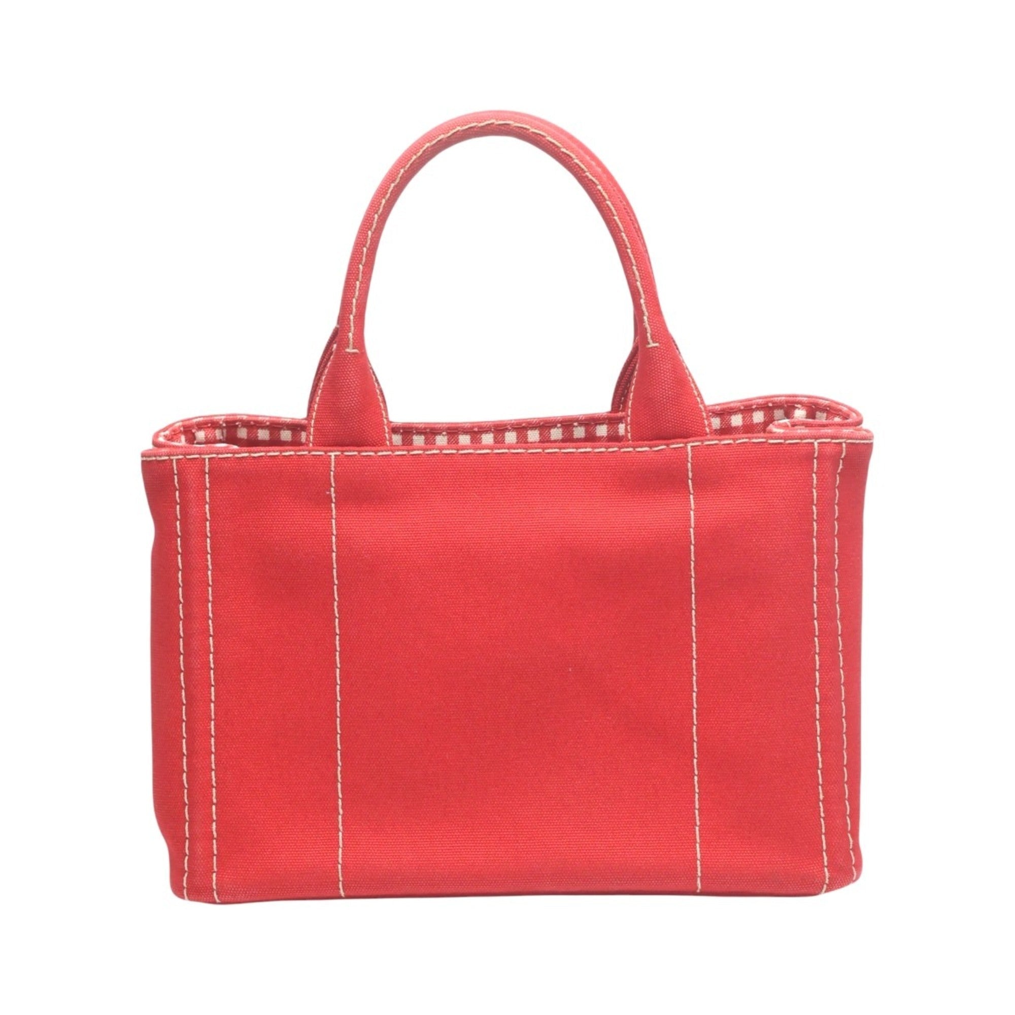 Prada Red Color Canvas Tote Bag