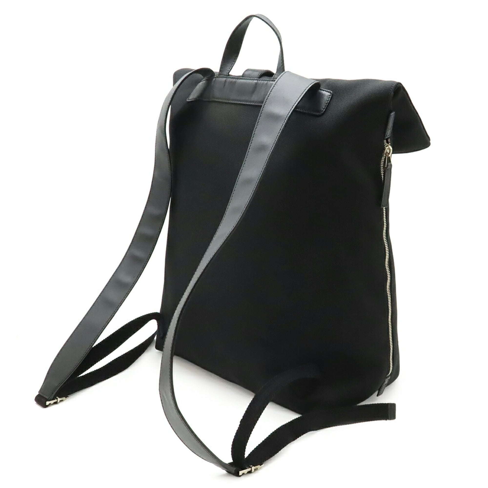 Gucci Black Green Red Color Canvas Leather Backpack (Pre-Owned)