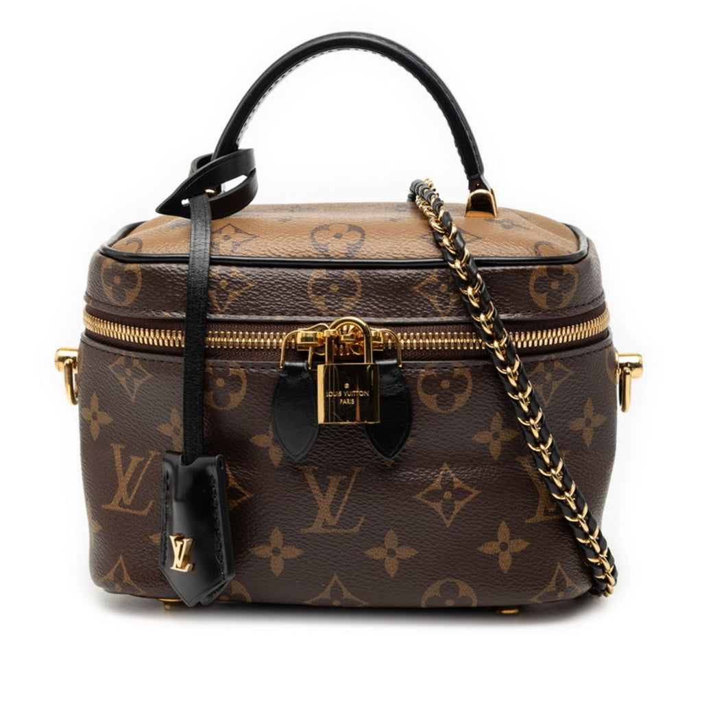 Louis Vuitton Black Brown Pvc Leather Shoulder Bag Vanity Bag