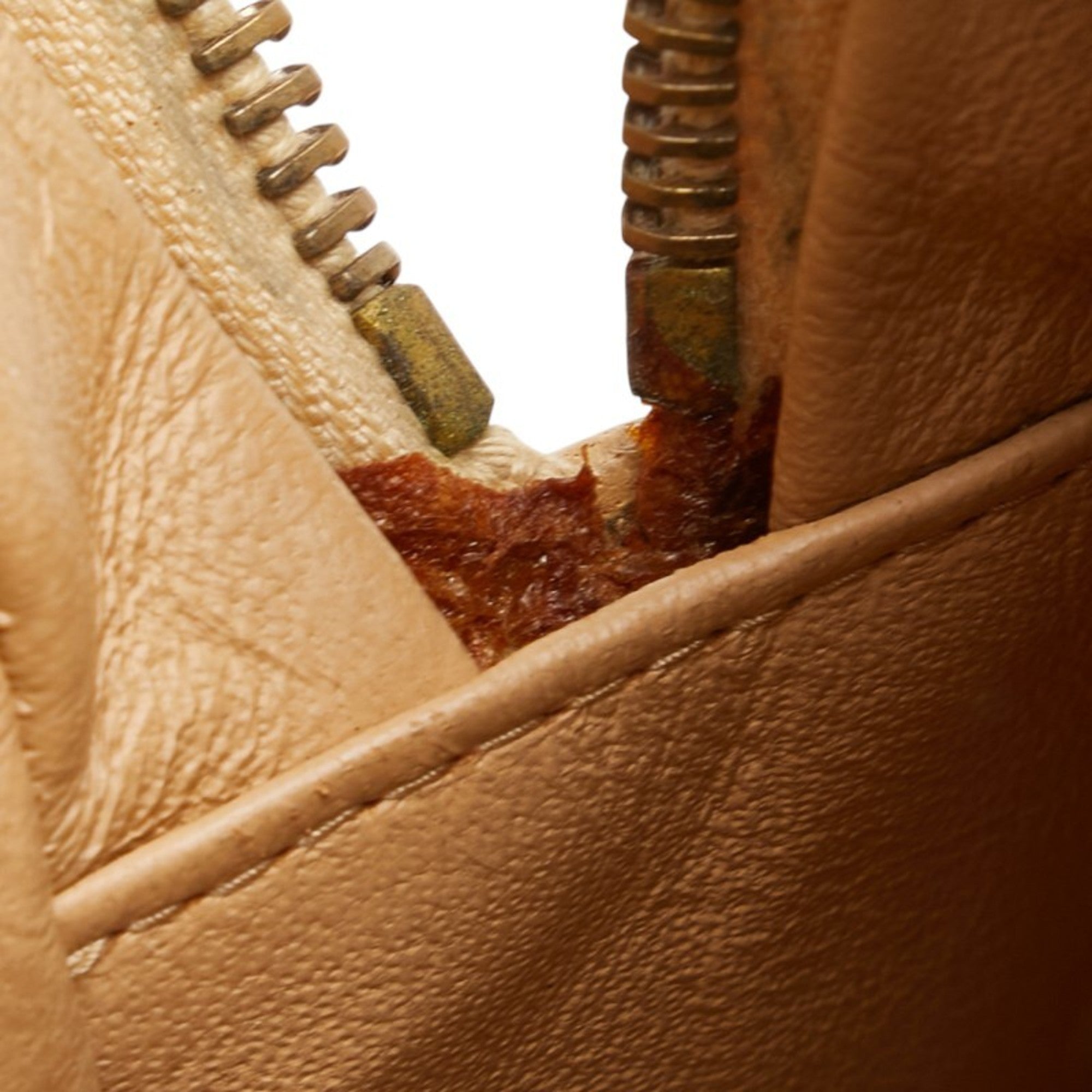 Chanel Beige Brown Canvas Leather Handbag