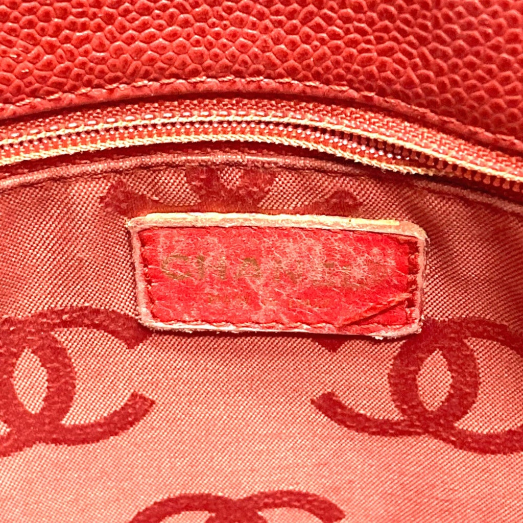 Chanel Red Leather Tote Bag