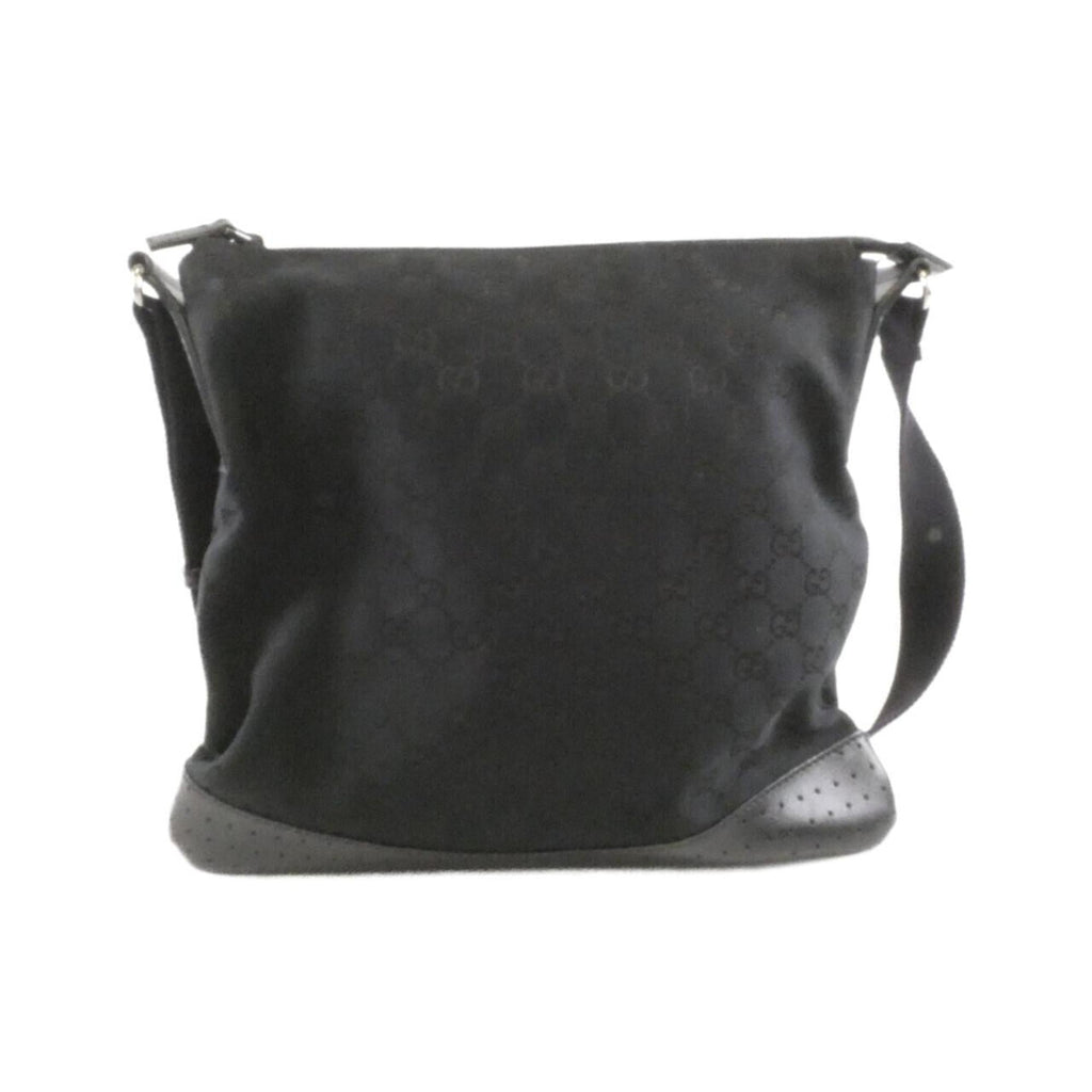 Gucci Gg Canvas Black Gg Canvas Leather Shoulder Bag (Pre-Owned)