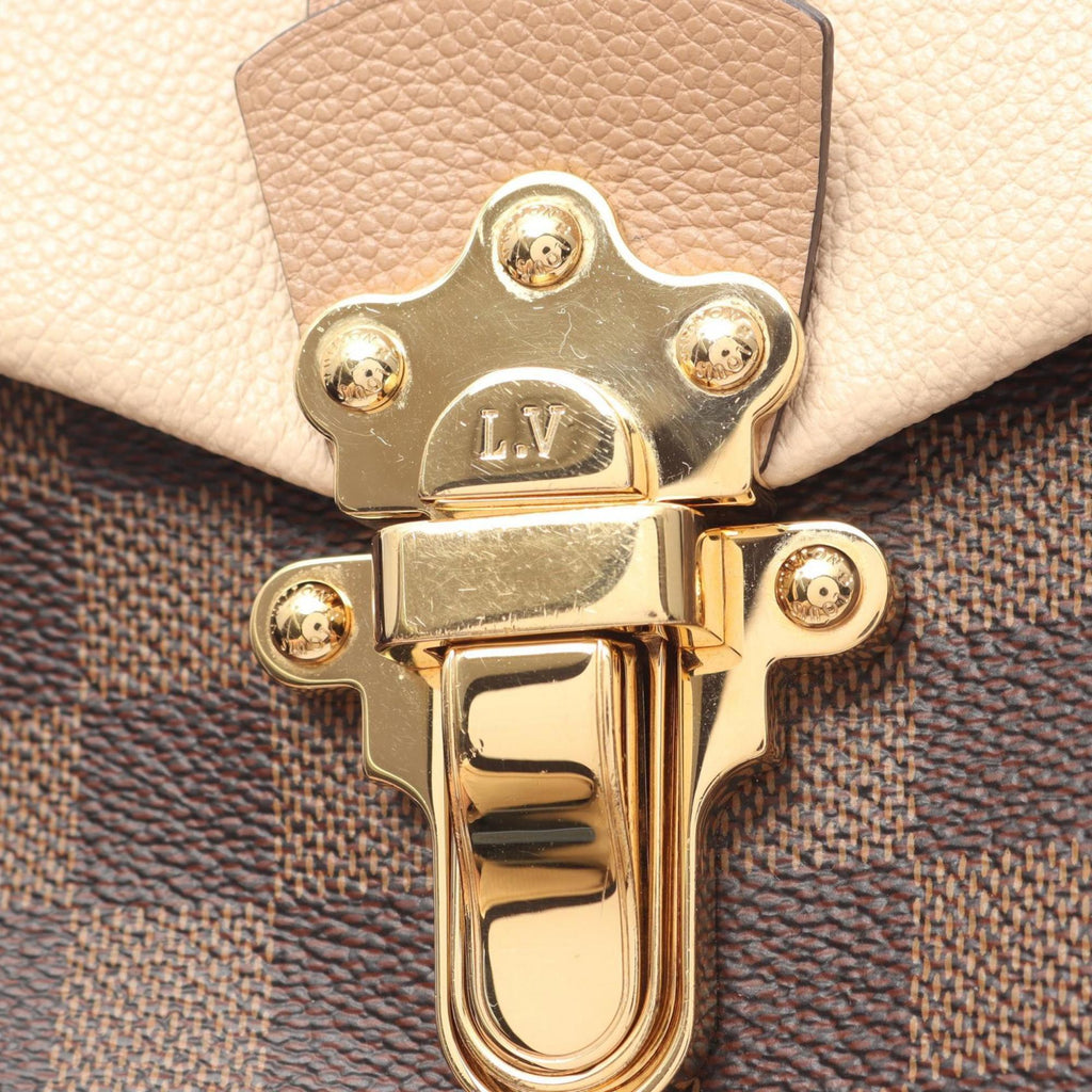 Louis Vuitton Beige Brown Cream Coated Canvas Leather Backpack