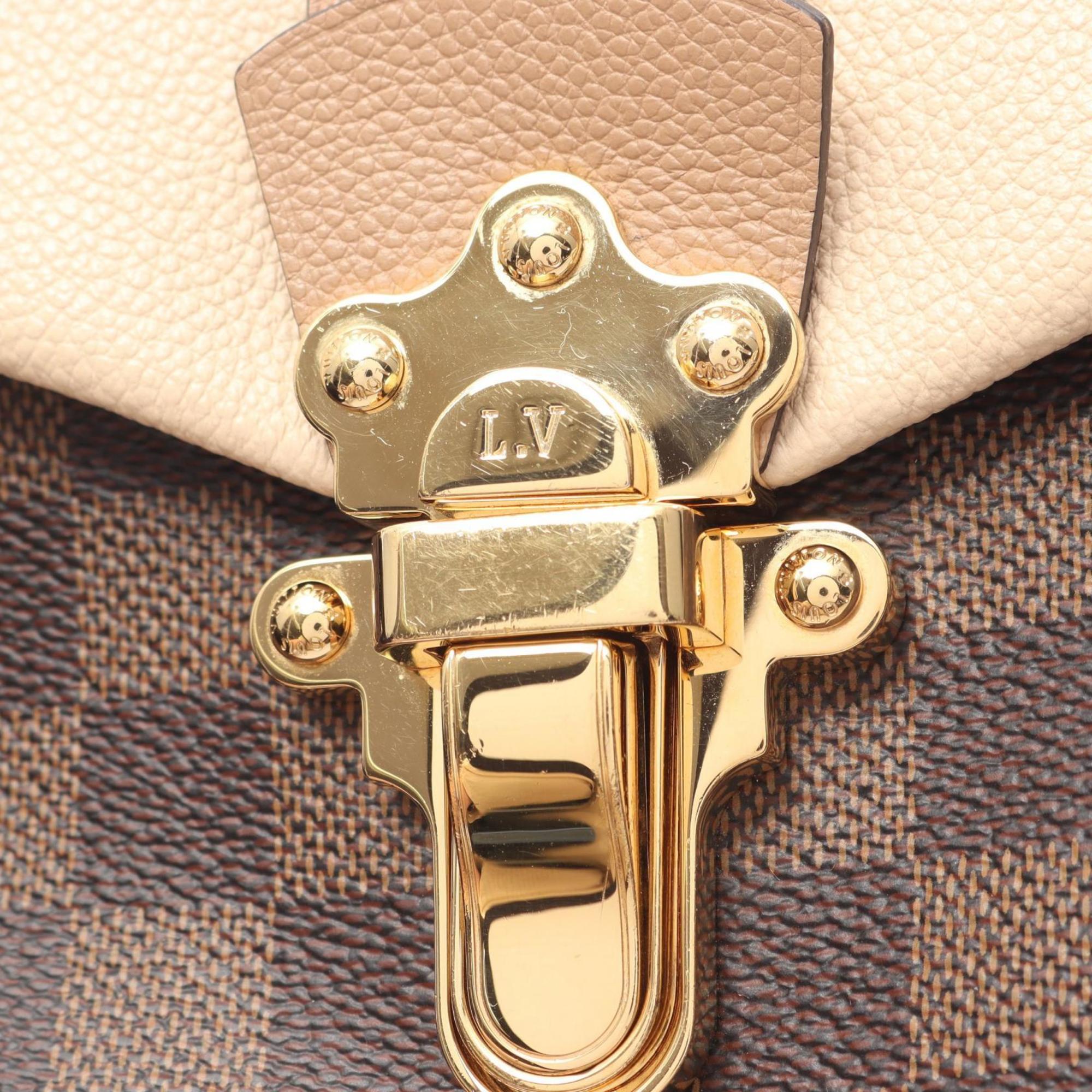 Louis Vuitton Beige Brown Cream Coated Canvas Leather Backpack