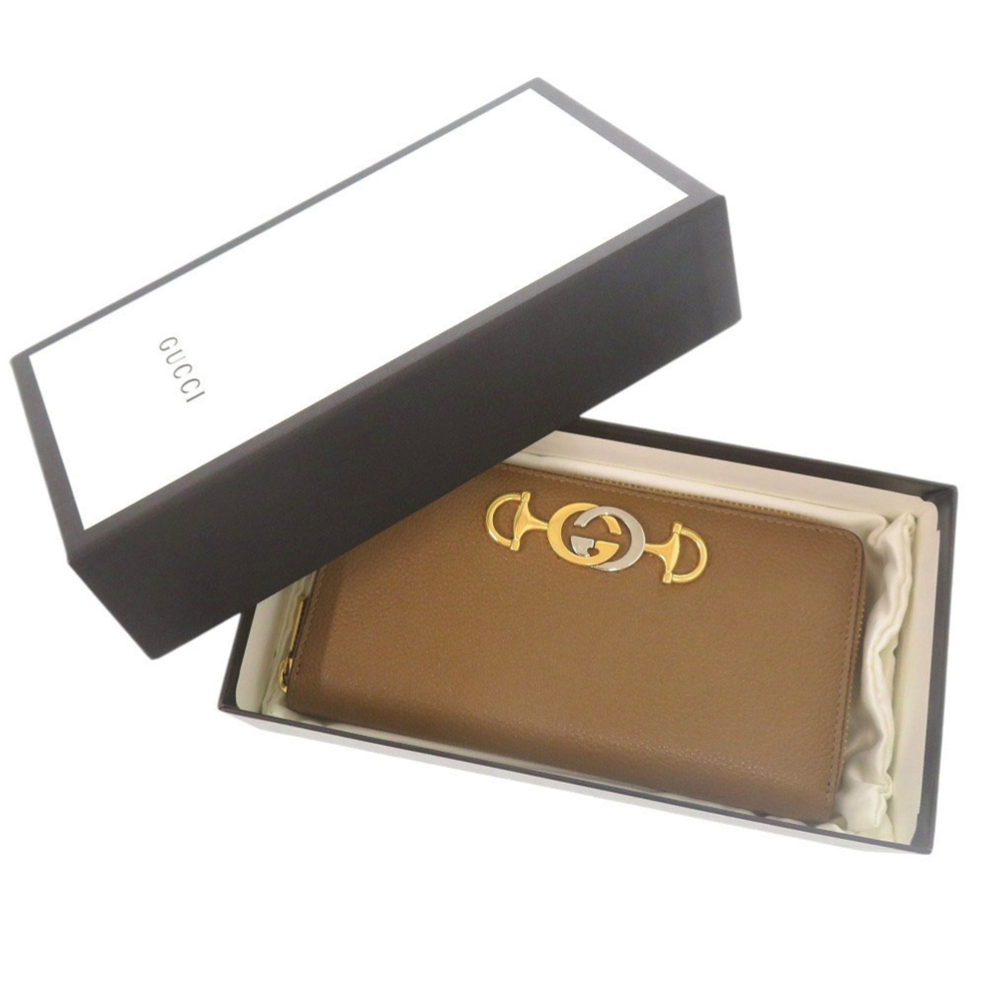 Gucci Brown Leather Long Wallet (Bi-Fold) (Pre-Owned)