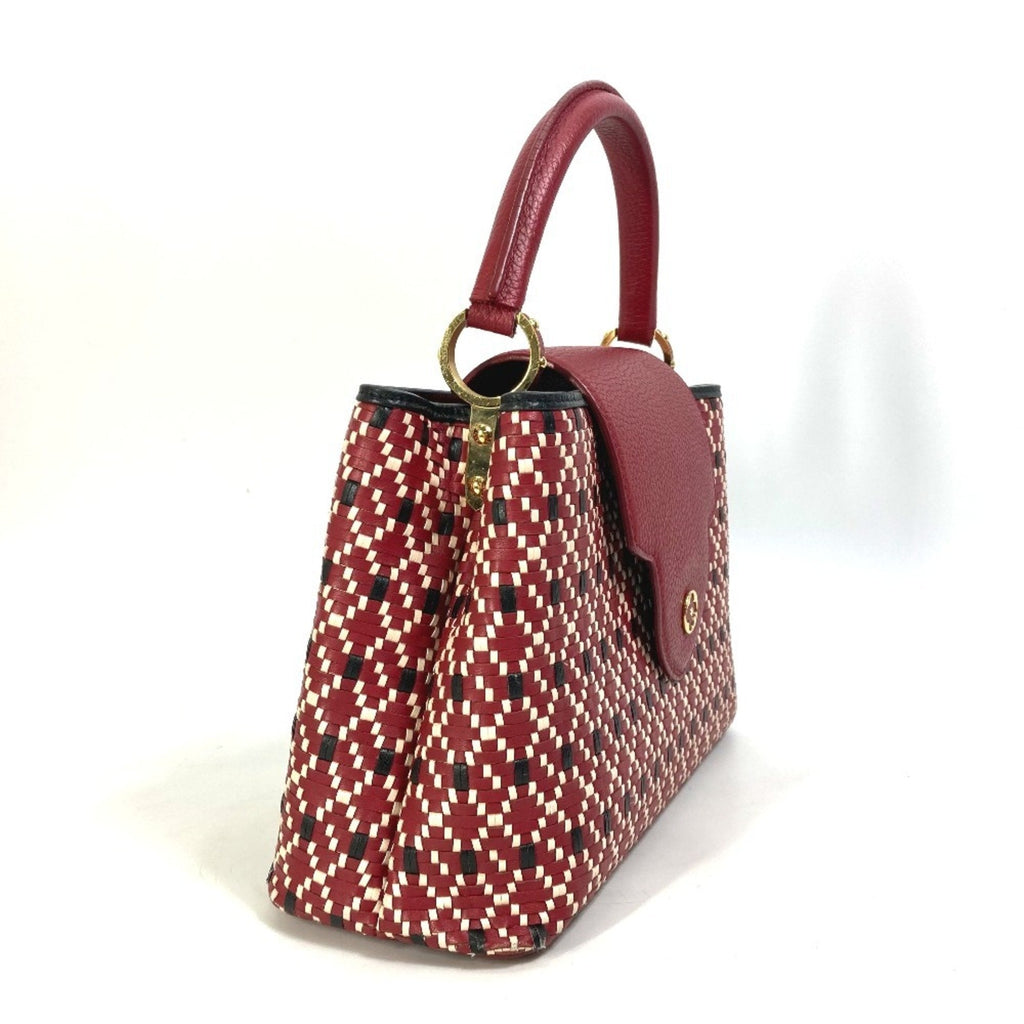 Louis Vuitton Black Red Color Leather Handbag