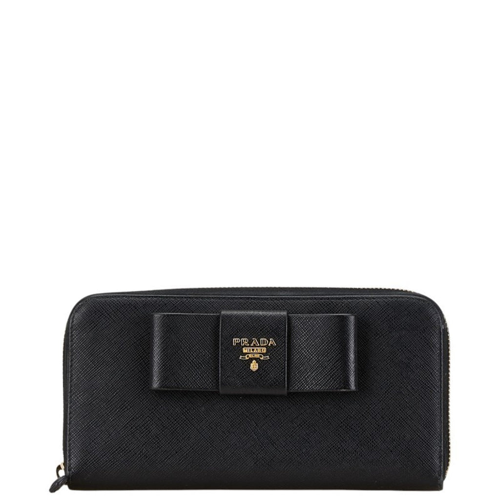 Prada Black Leather Long Wallet (Bi-Fold)