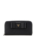 Prada Black Leather Long Wallet (Bi-Fold)