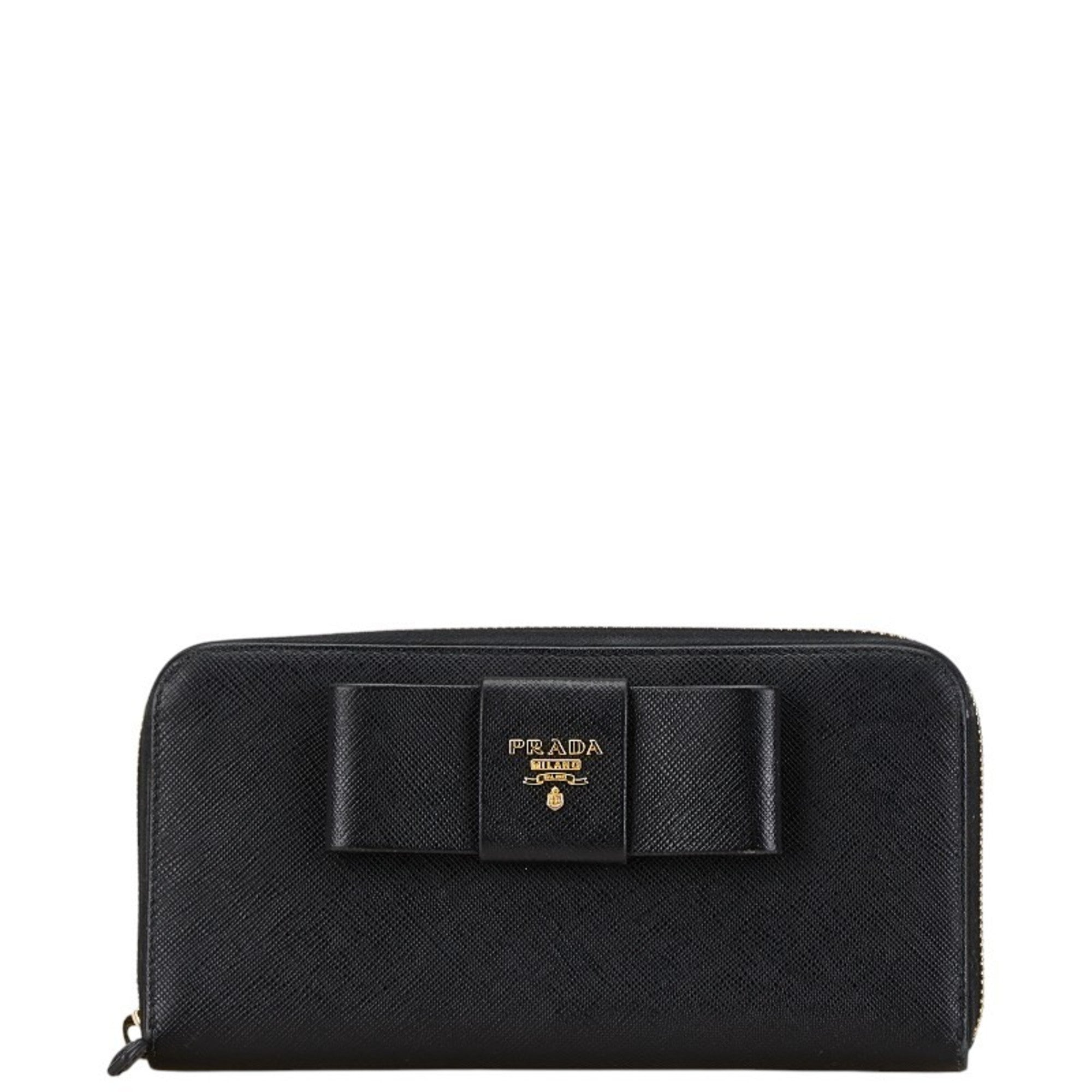 Prada Black Leather Long Wallet (Bi-Fold)