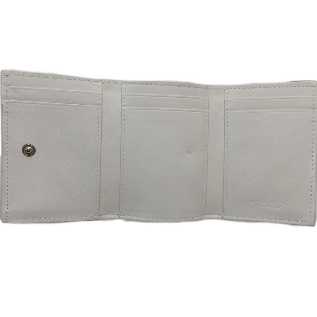 Bottega Veneta Intrecciato White Leather Wallet (Tri-Fold)