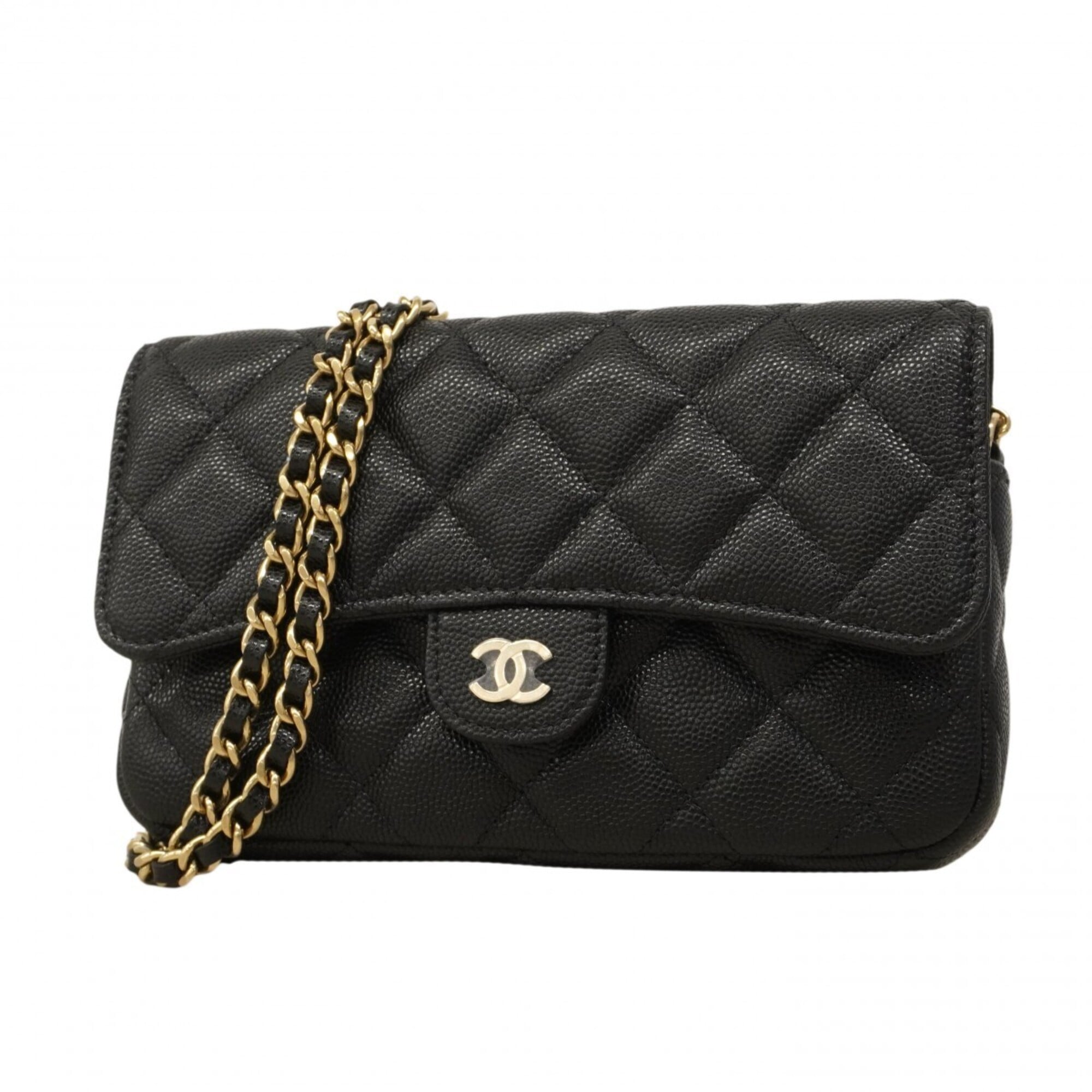 Chanel Black Grained Calfskin Shoulder Bag