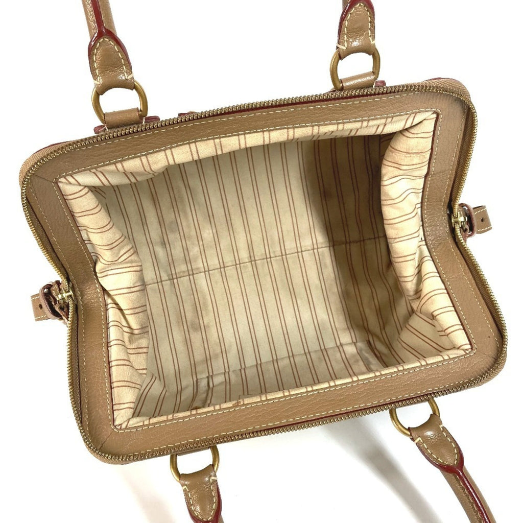 Louis Vuitton Beige Canvas Leather Handbag Shoulder Bag Tote Bag