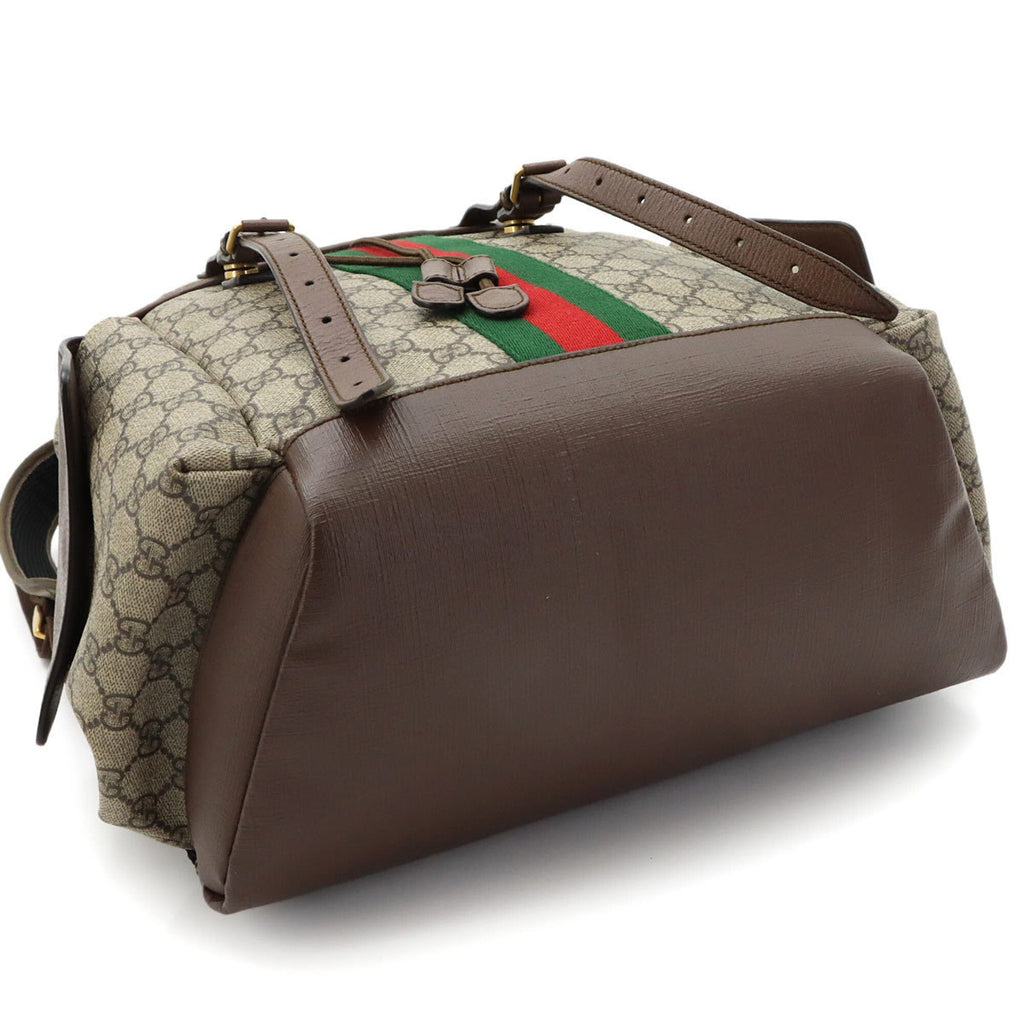 Gucci Beige Brown Gg Supreme Leather Backpack (Pre-Owned)