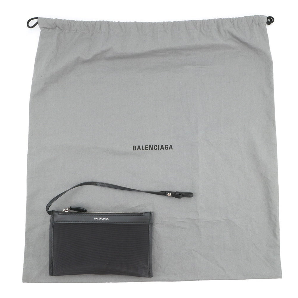 Balenciaga Black Mesh Leather Handbag Tote