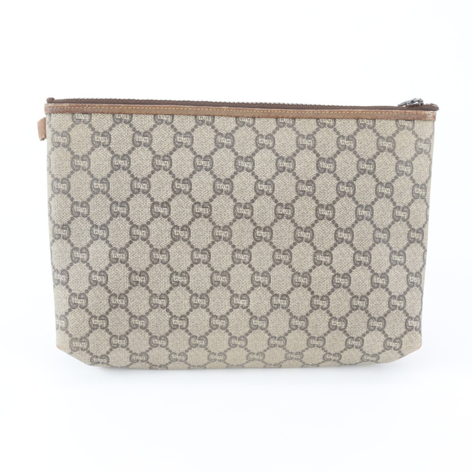Gucci Gg Plus Beige Brown Gg Plus Handbag Pouch (Pre-Owned)