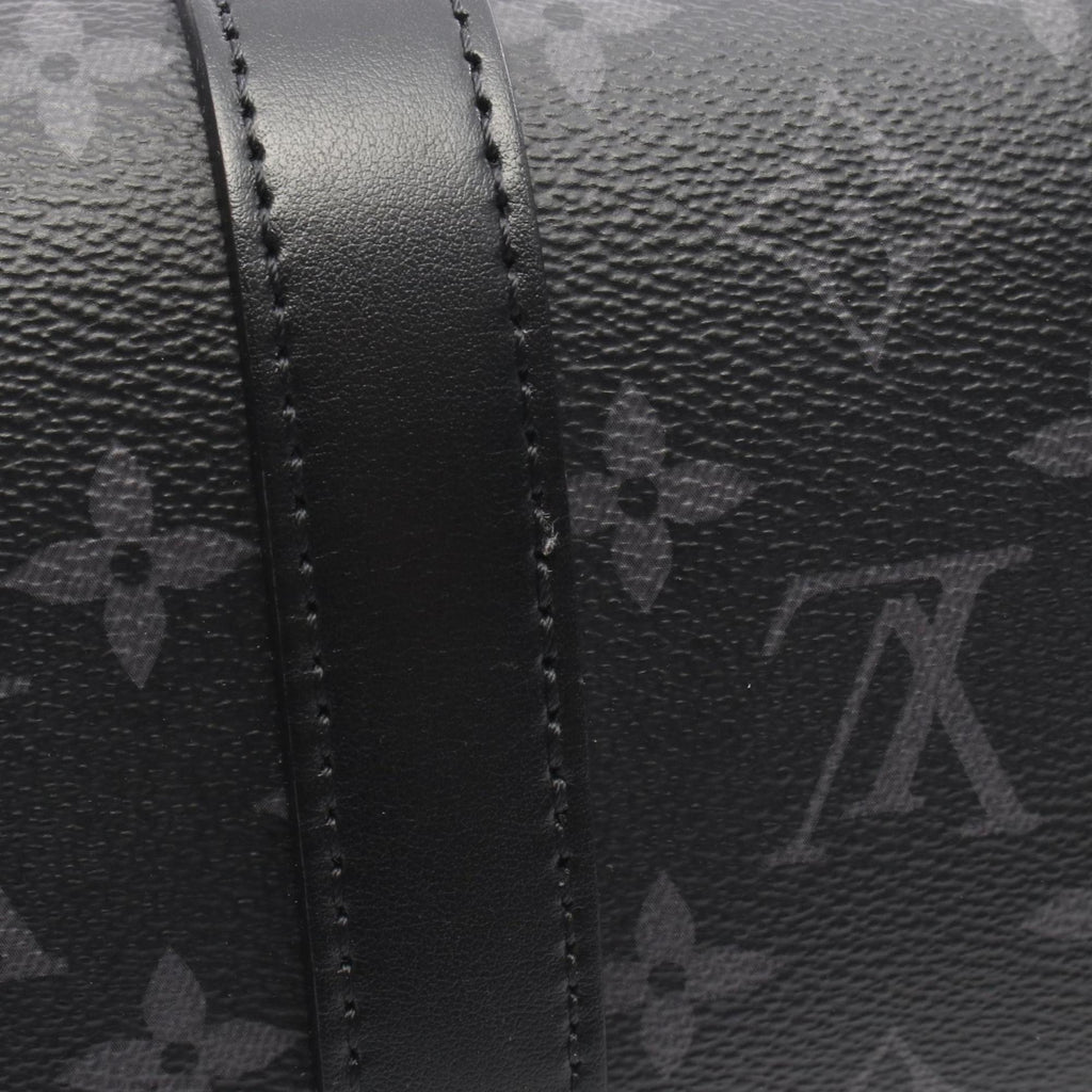 Louis Vuitton Black Gray Coated Canvas Leather Handbag