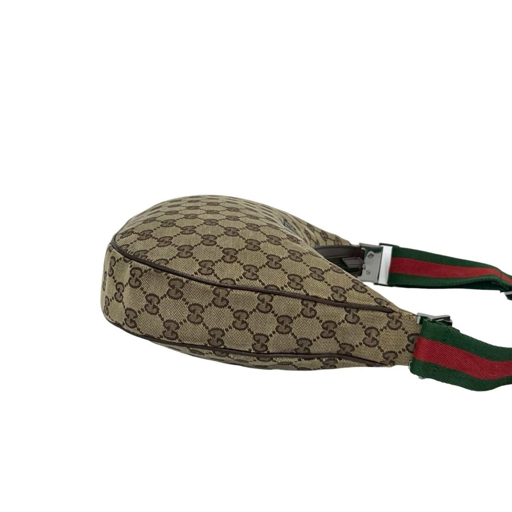 Gucci Brown Green Red Color Canvas Leather Pochette Shoulder Bag (Pre-Owned)