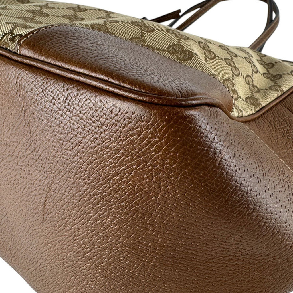 Gucci Brown Gg Canvas Leather Handbag (Pre-Owned)
