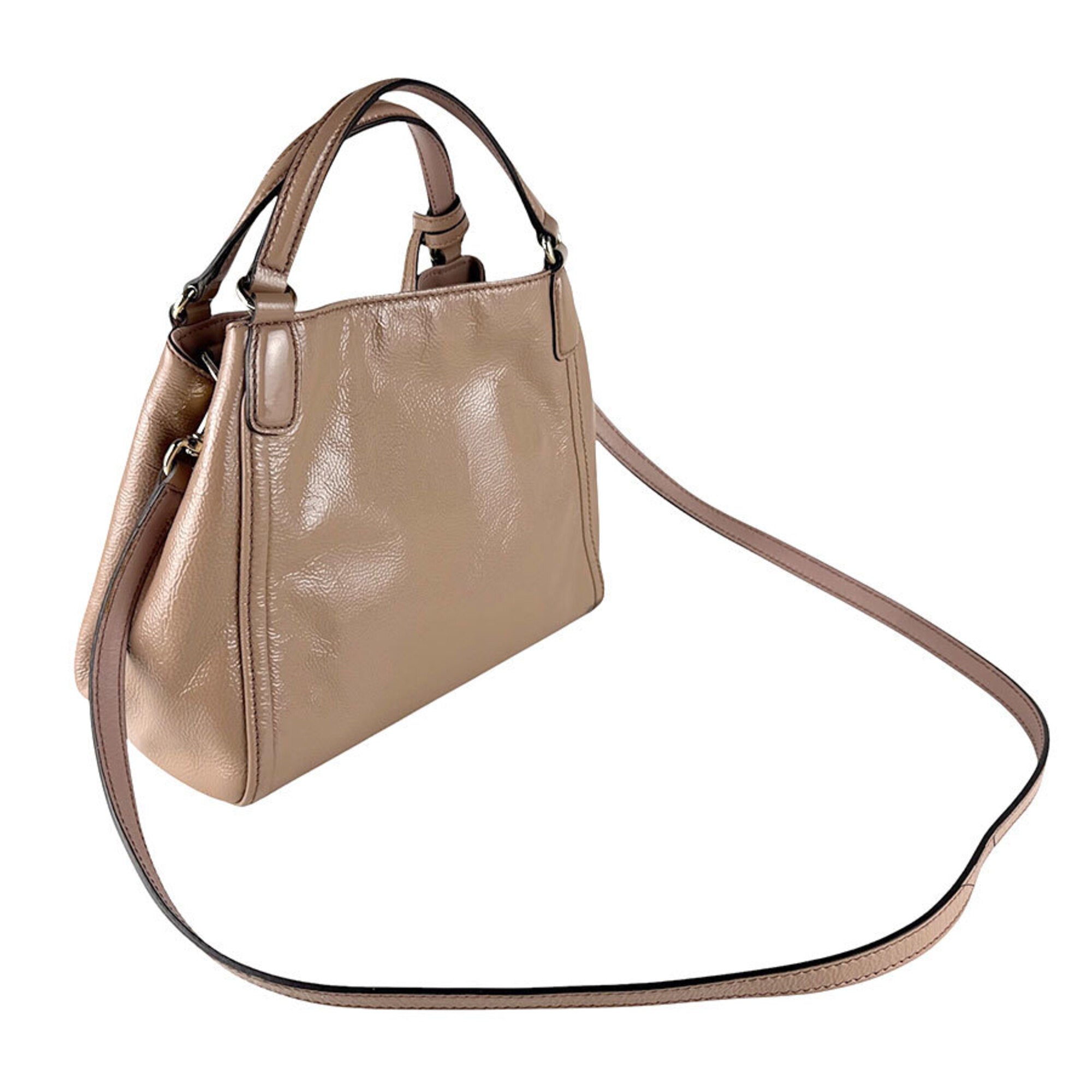 Gucci Pink Beige Patent Leather Handbag Shoulder Bag (Pre-Owned)