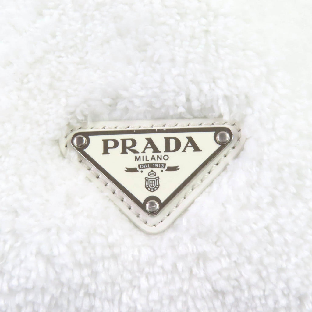 Prada Black White Polyester Leather Tote Bag