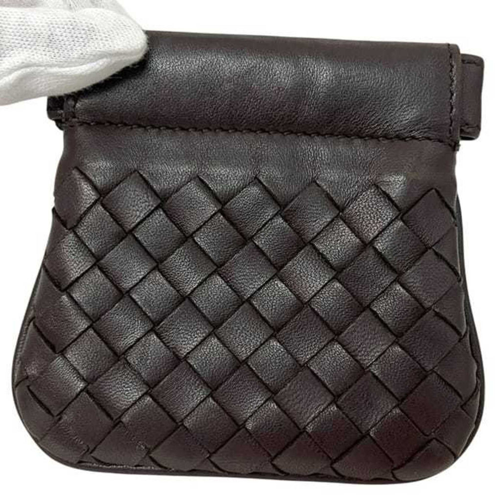Bottega Veneta Intrecciato Brown Leather Coin Purse/Coin Case