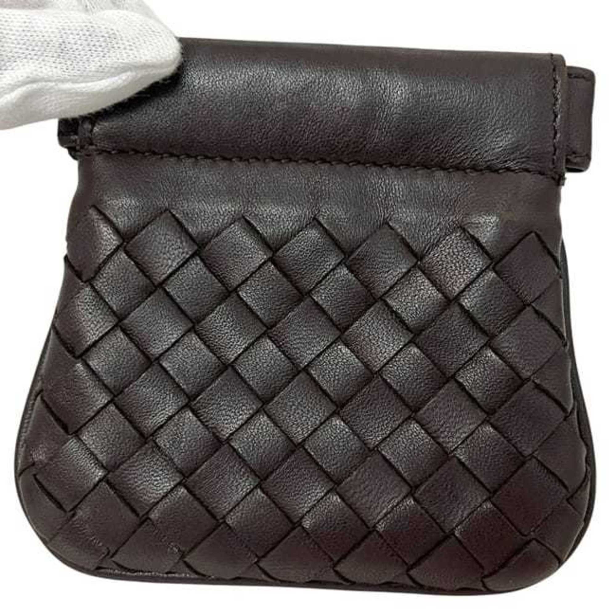 Bottega Veneta Intrecciato Brown Leather Coin Purse/Coin Case