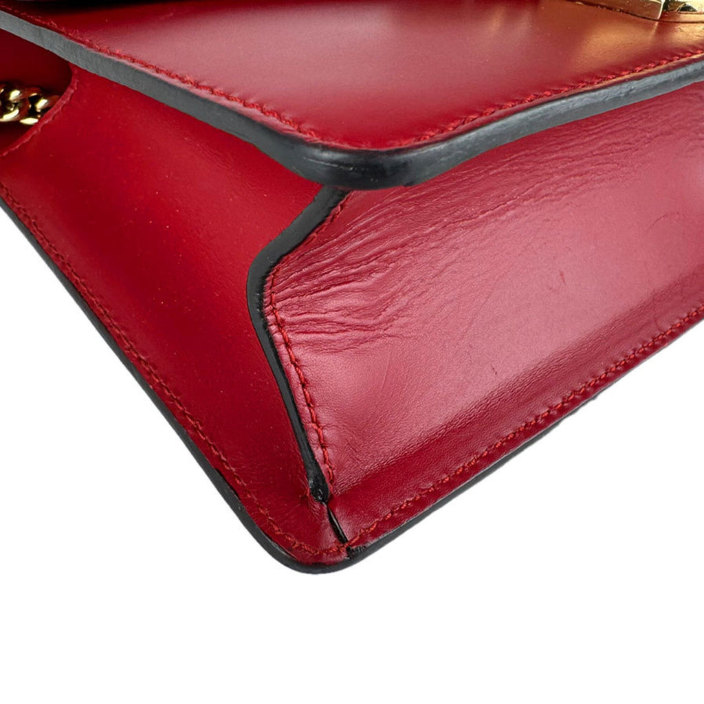 Gucci Navy Red Color Leather Shoulder Bag (Pre-Owned)