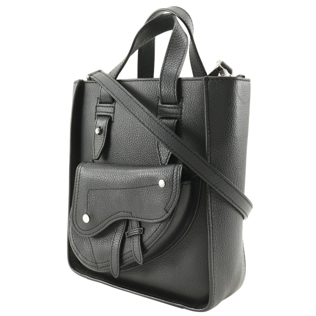 Christian Dior Black Leather Handbag Shoulder Bag Tote Bag (Pre-Owned)