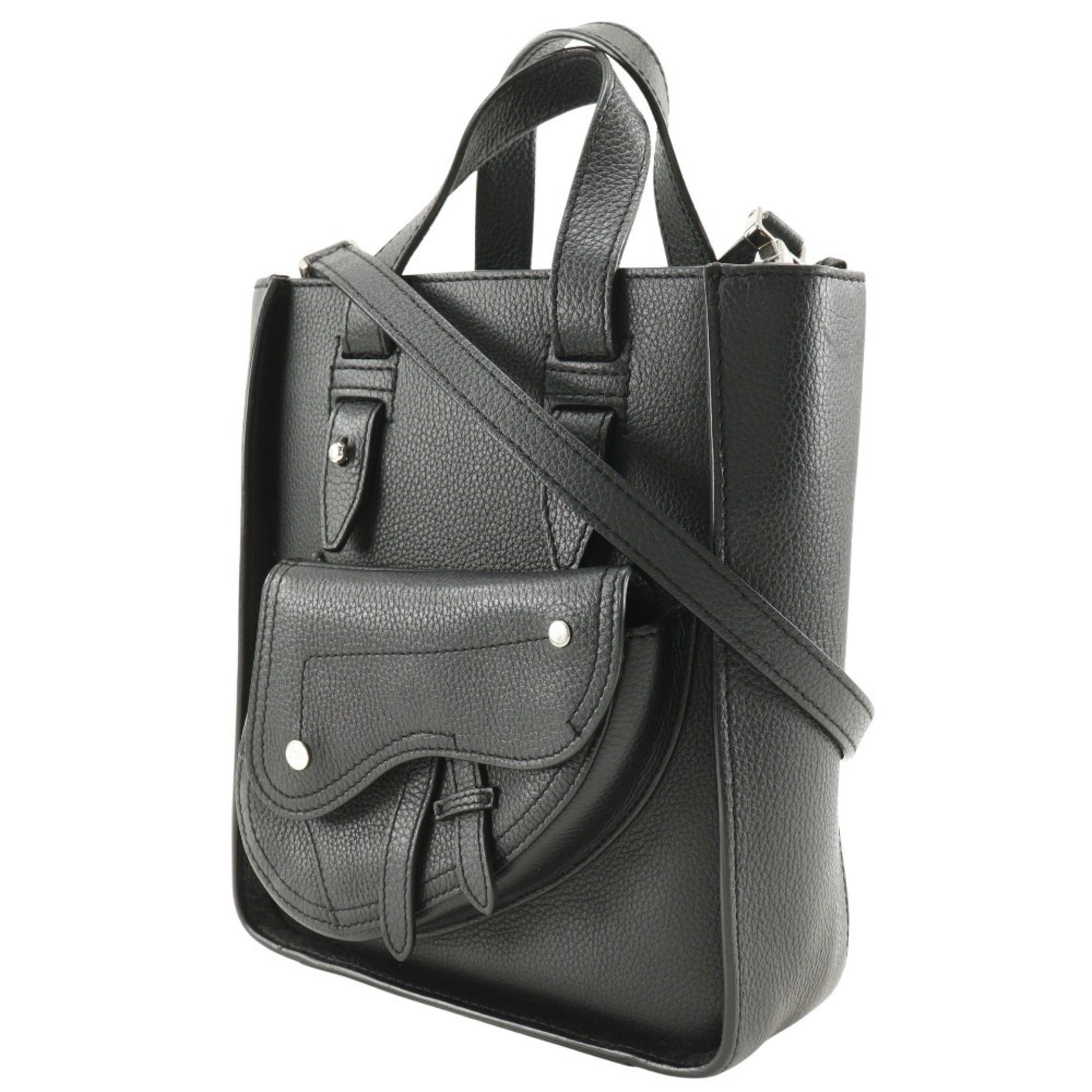 Christian Dior Black Leather Handbag Shoulder Bag Tote Bag (Pre-Owned)