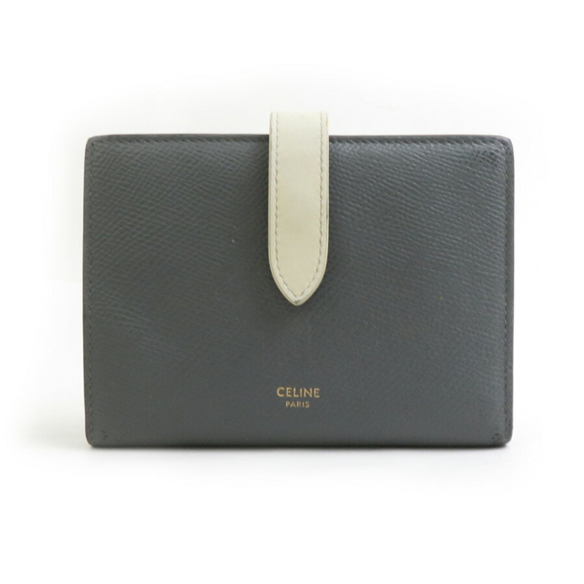 Celine Gray Ivory Leather Wallet (Bi-Fold)
