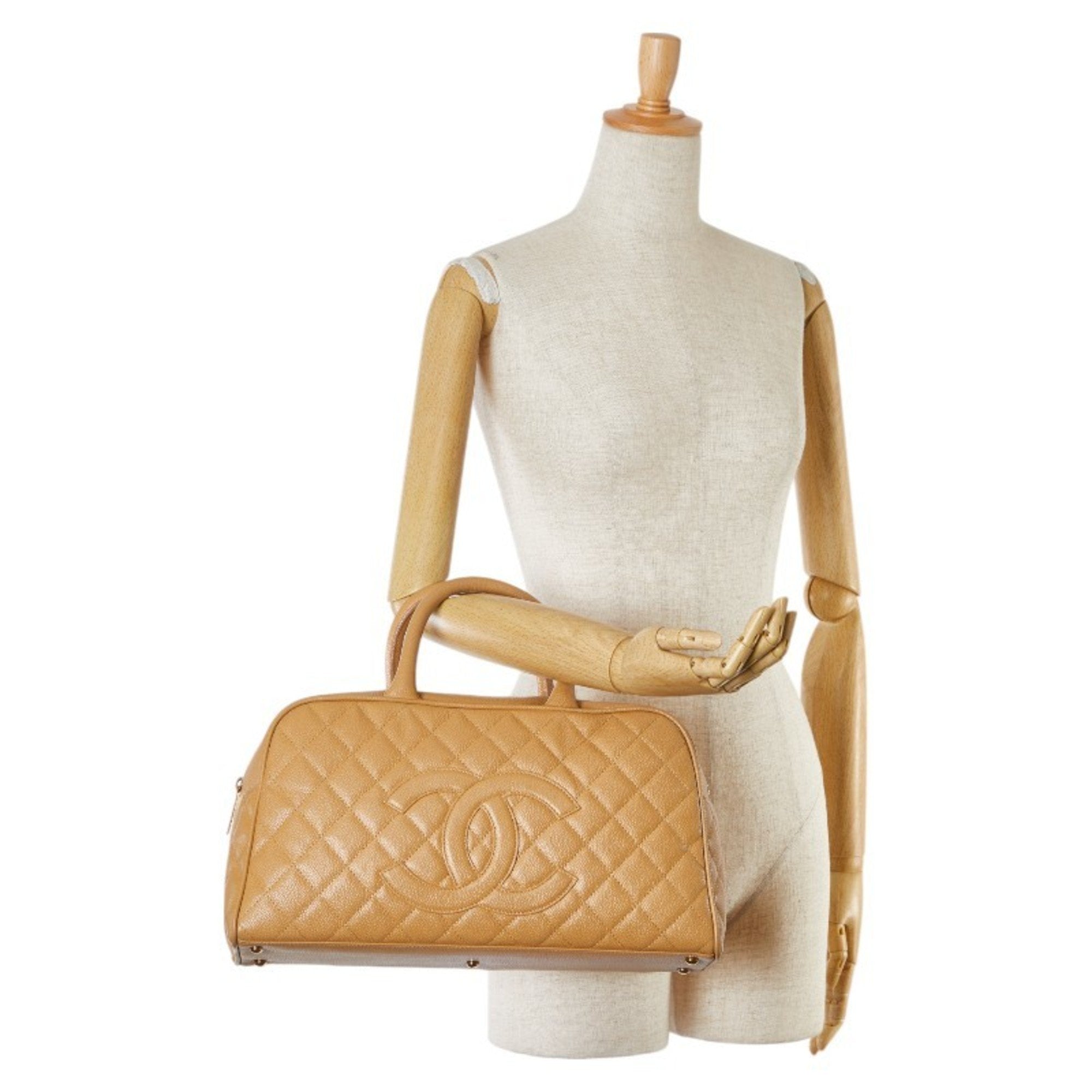 Chanel Beige Caviar Leather Handbag